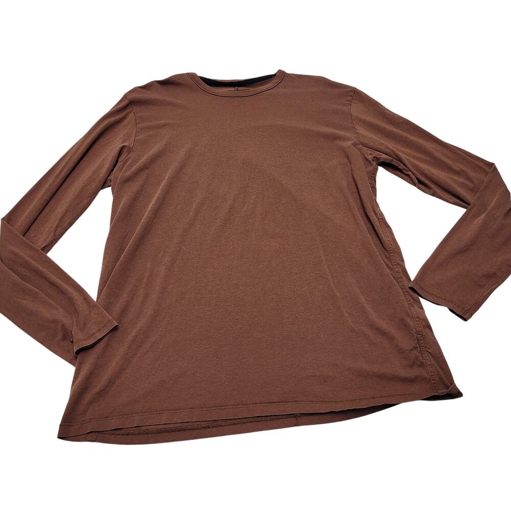Rag & Bone brown long sleeve crew neck shirt soft stitched minimalist grunge